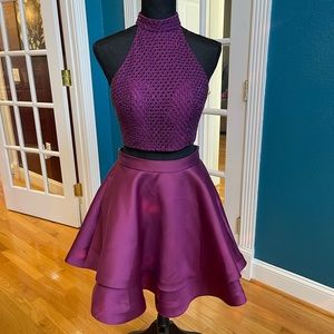 Alyce Paris Two Piece Cropped Homecoming Dress Purple 2 4